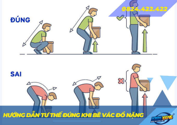 Hướng dẫn tư thế đúng khi bê vác đồ nặng